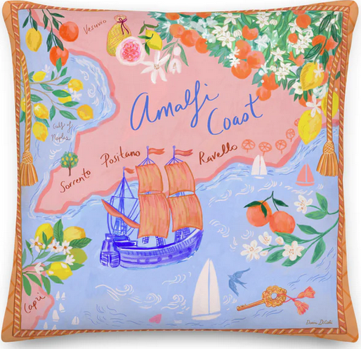Amalfi Coast Collection : Amalfi Map of Bliss Pillow