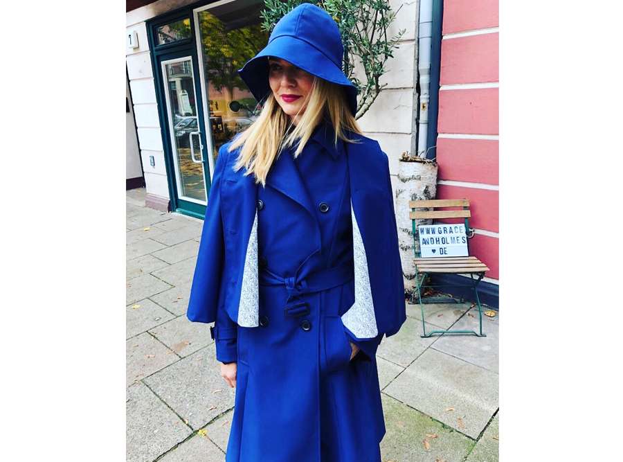 Grace and Holmes trench coat tailor with a cape and matching