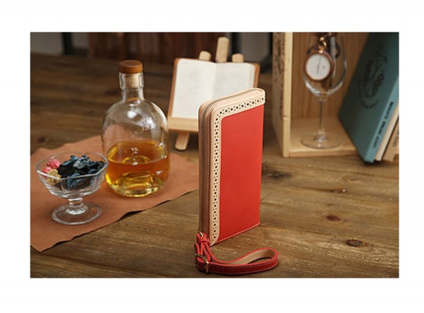 Zip Wallet L Shape Red - Classic British Style