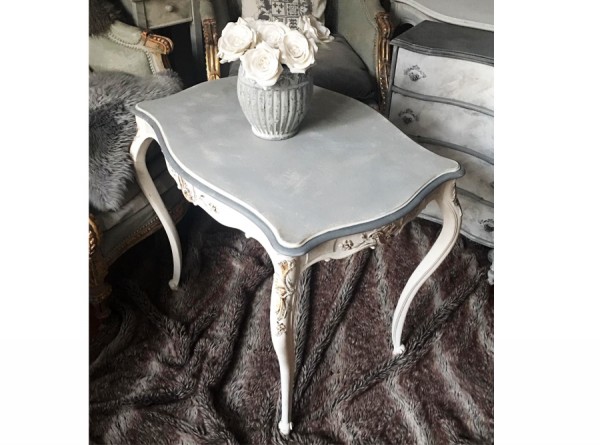 Table Antique Restored Grey Gold