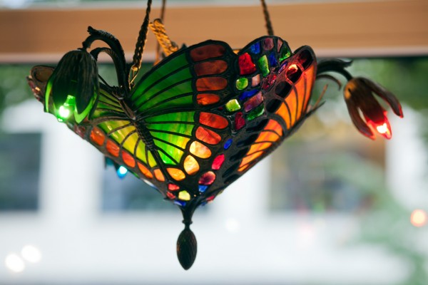 Ceiling Lamp Butterflies Tiffany Style