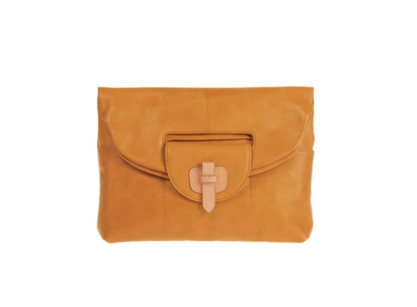 Clutch Foldover Leather Yellow : Alsego