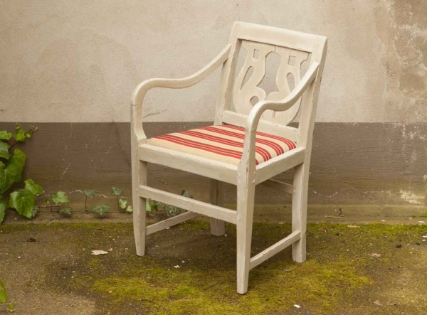 Chair in Grey Linen Country Style Antique