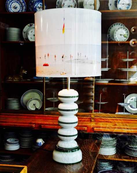 Tischlampe aus Tellern oder Schüsseln Vintage